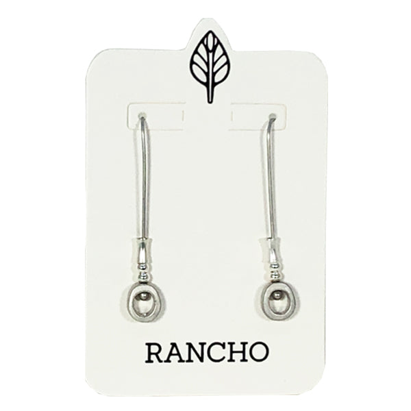 Long Straight Hook with Hollow Oval and Beads Earring