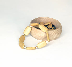 Long Rectangular Wood with Square Bead Bracelet