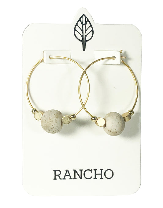 Large Hoop and Stone Bead Earring
