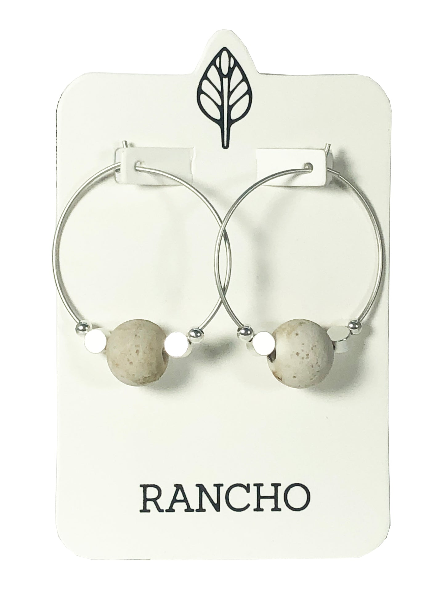 Large Hoop and Stone Bead Earring