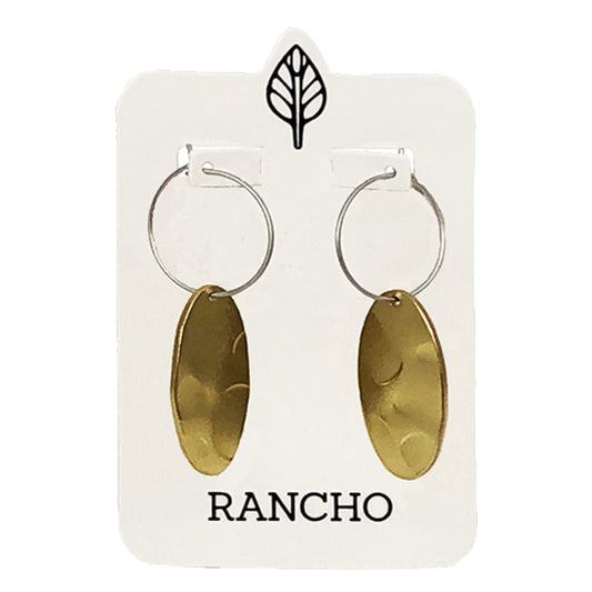 Small Hoop and Hammered Oval Earring