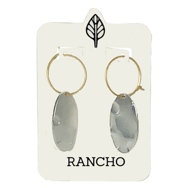 Small Hoop and Hammered Oval Earring
