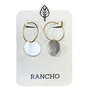 Small Hoop with Round Hammered Disc Earring