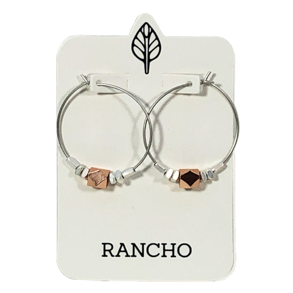 Large Hoop and Facet Bead Earring