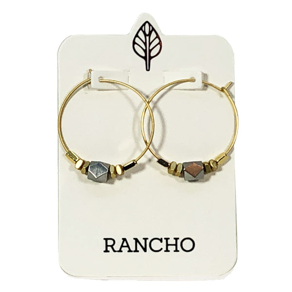 Large Hoop and Facet Bead Earring