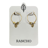 small silver or gold hoop and leaf earring