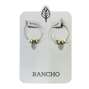 small silver or gold hoop and leaf earring