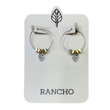 small silver or gold hoop and leaf earring