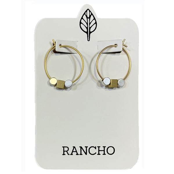 small hoop + dot, square, dot earring