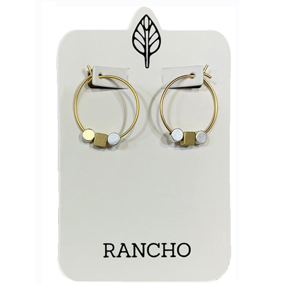 small hoop + dot, square, dot earring