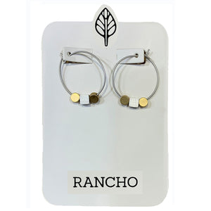 small hoop + dot, square, dot earring