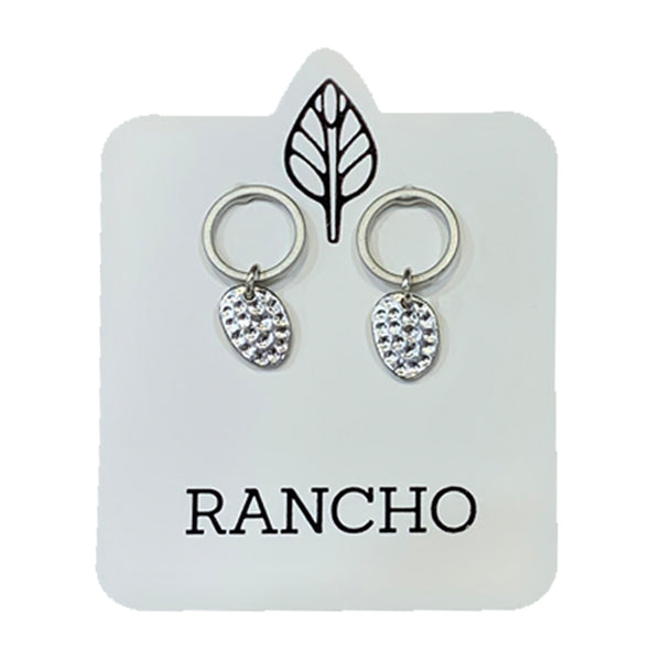 Small Circle Stud with Dimpled Oval Earring
