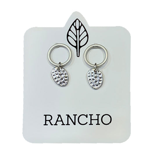 Small Circle Stud with Dimpled Oval Earring