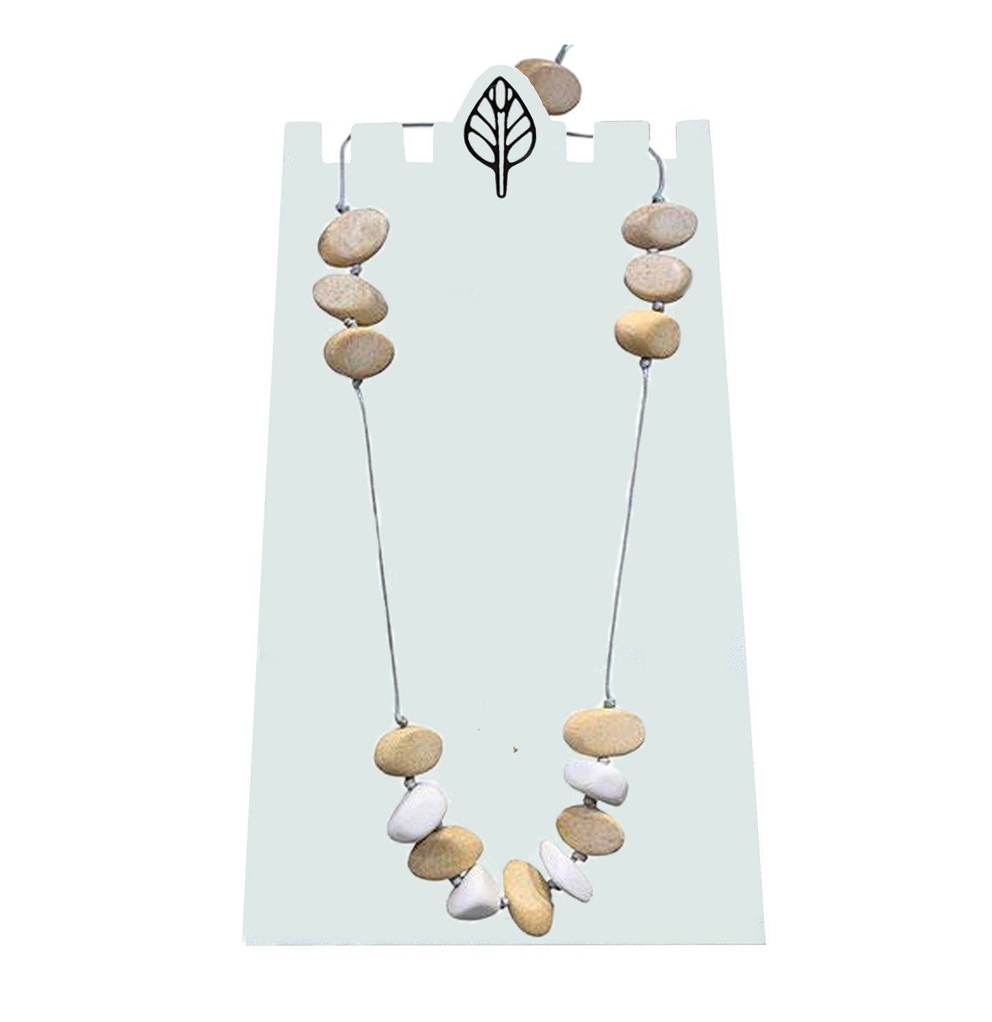Adjustable Wood Oval Strand Necklace