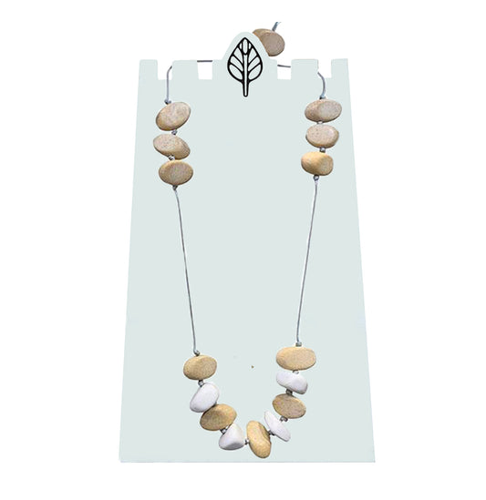 Adjustable Wood Oval Strand Necklace