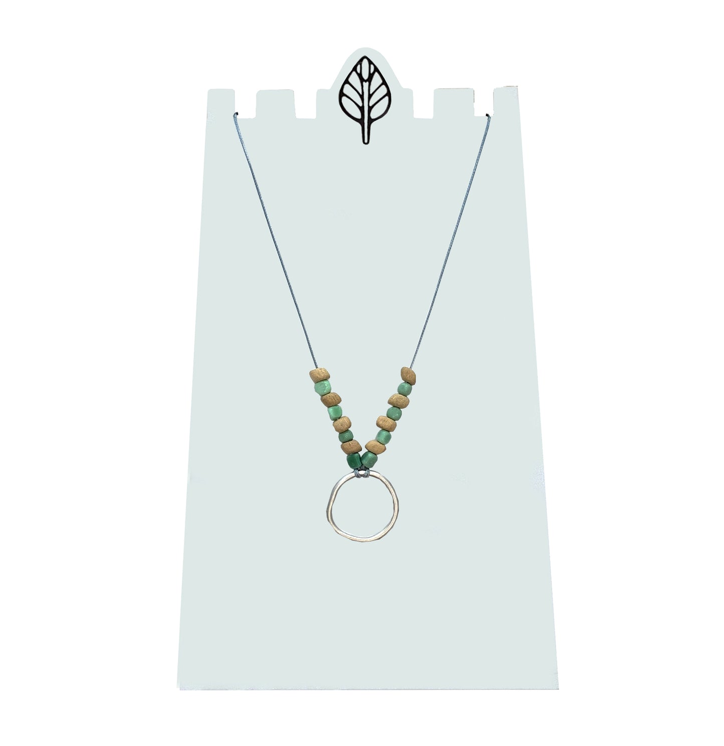 Cube Wood with Glass Bead Necklace