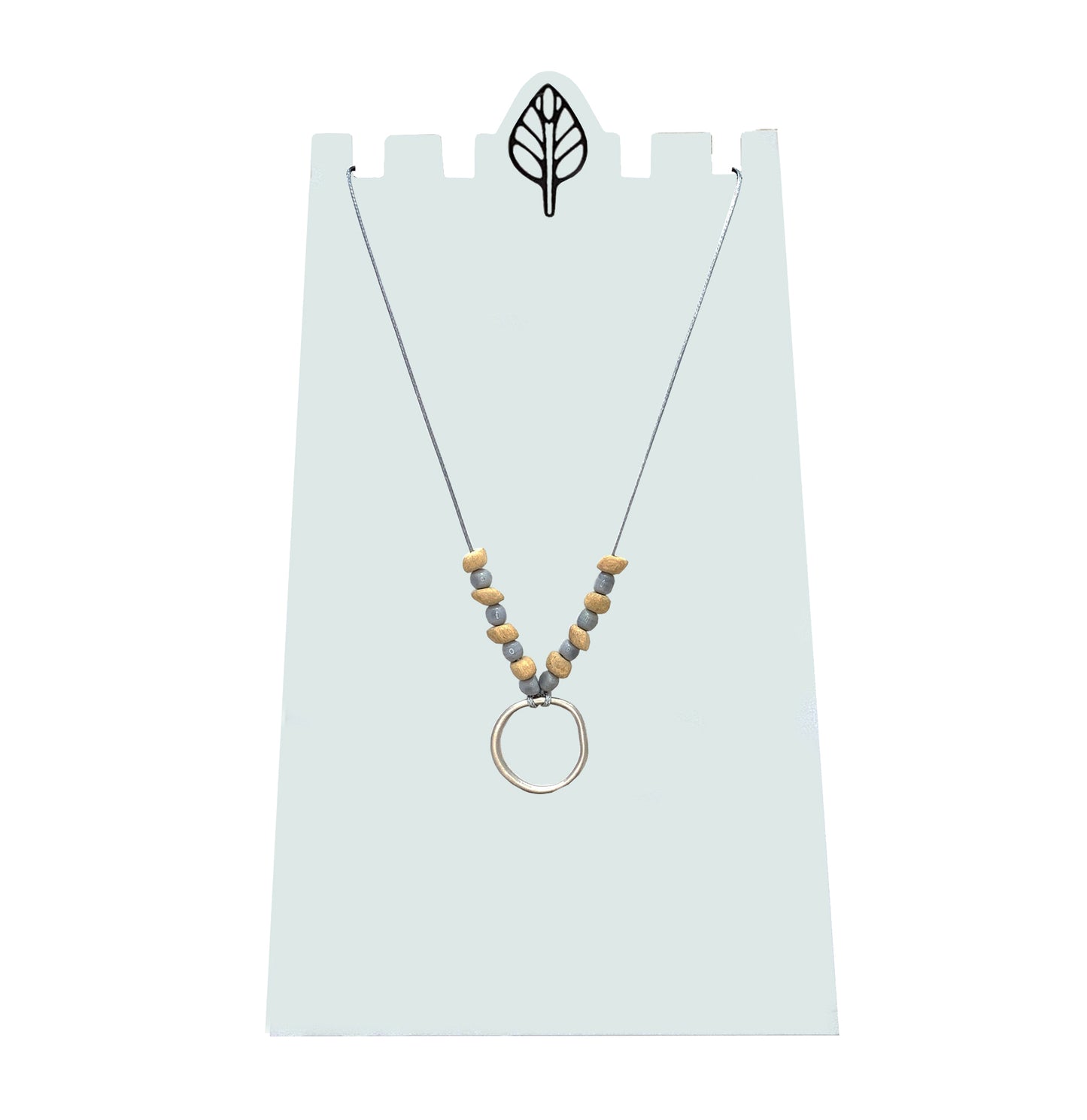 Cube Wood with Glass Bead Necklace
