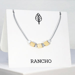 Small Wood Cubes with Small Dot Bead Necklace