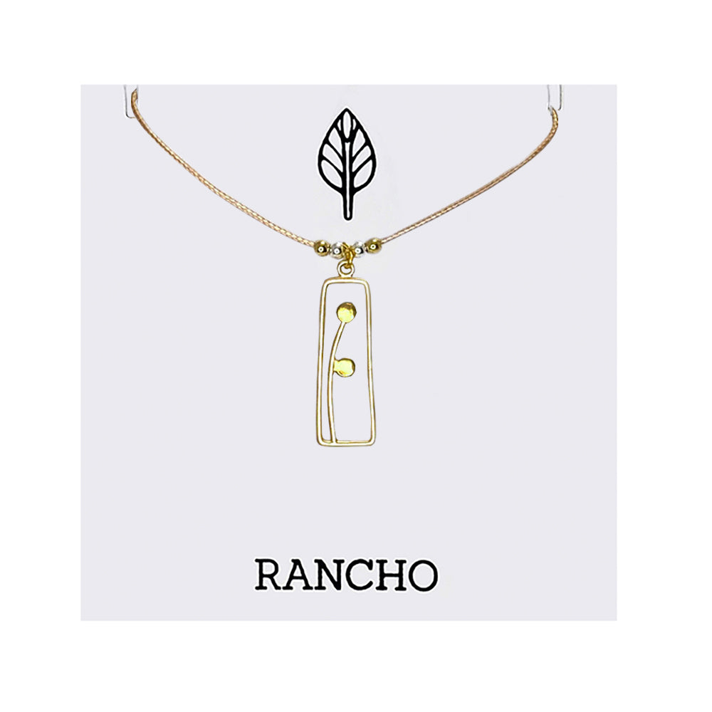 Two Bud Rectangular Pendant Necklace