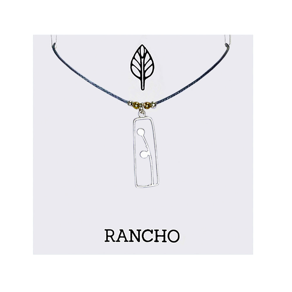 Two Bud Rectangular Pendant Necklace