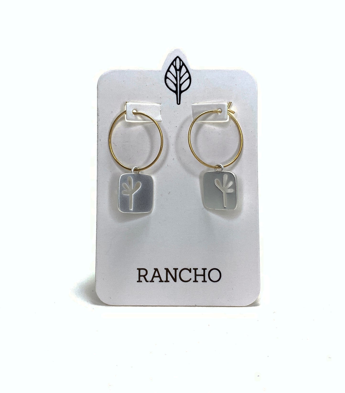 Small Square Seedling Hoop Earrings