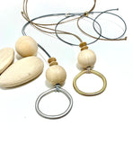 Wood ball and Abacus bead with Large Ring Necklace