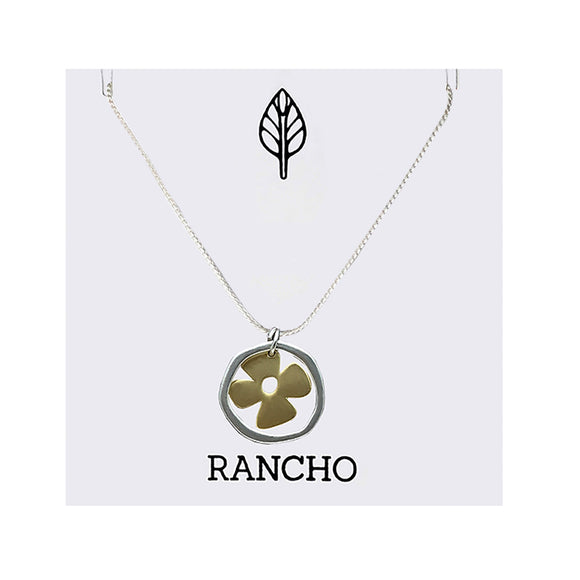 Retro Flower and Flat Ring Necklace