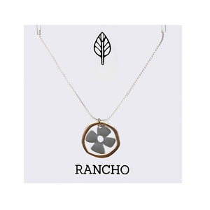 Retro Flower and Flat Ring Necklace