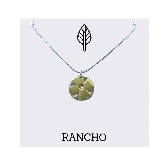Retro Flower and Hammered Disc Necklace