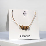 Small Wood Disc Bead with Spacer Bead Necklace