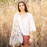 Linen Bucket Bag (Pink Tall Grasses)